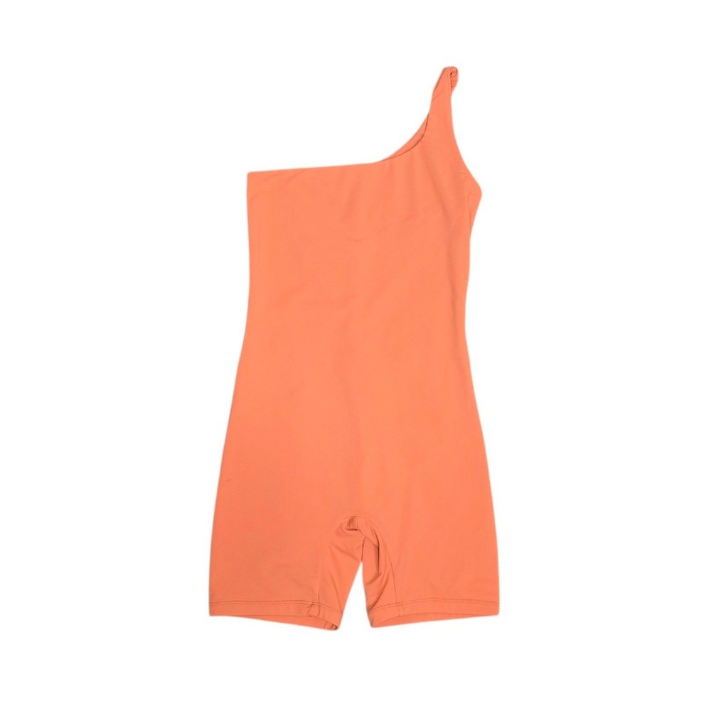 Bumpsuit One Shoulder Romper Orange Maternity Short Bodysuit Size Small